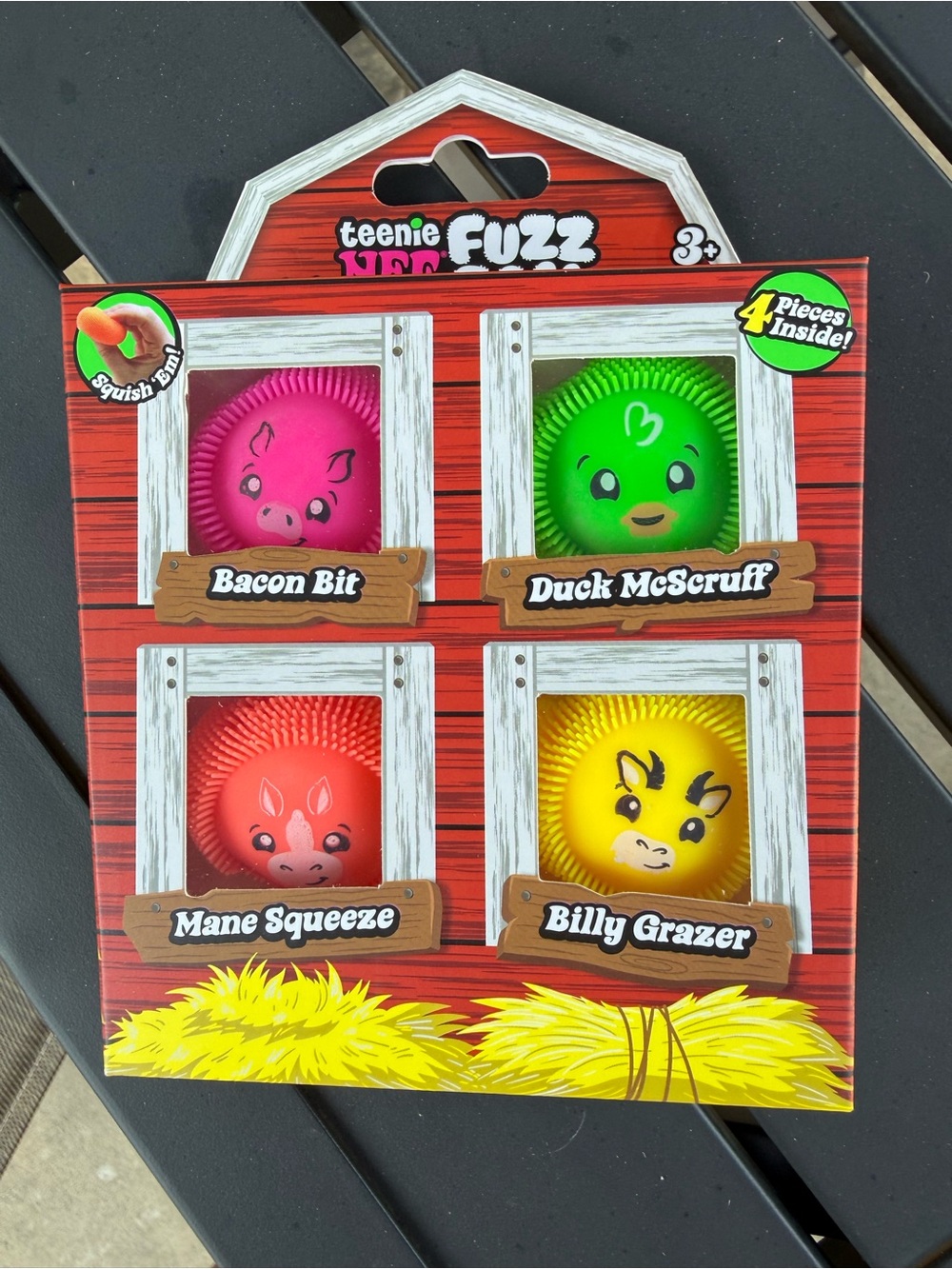Barnyard Squishy Pink, Green, Red, Yellow - 4-Pack